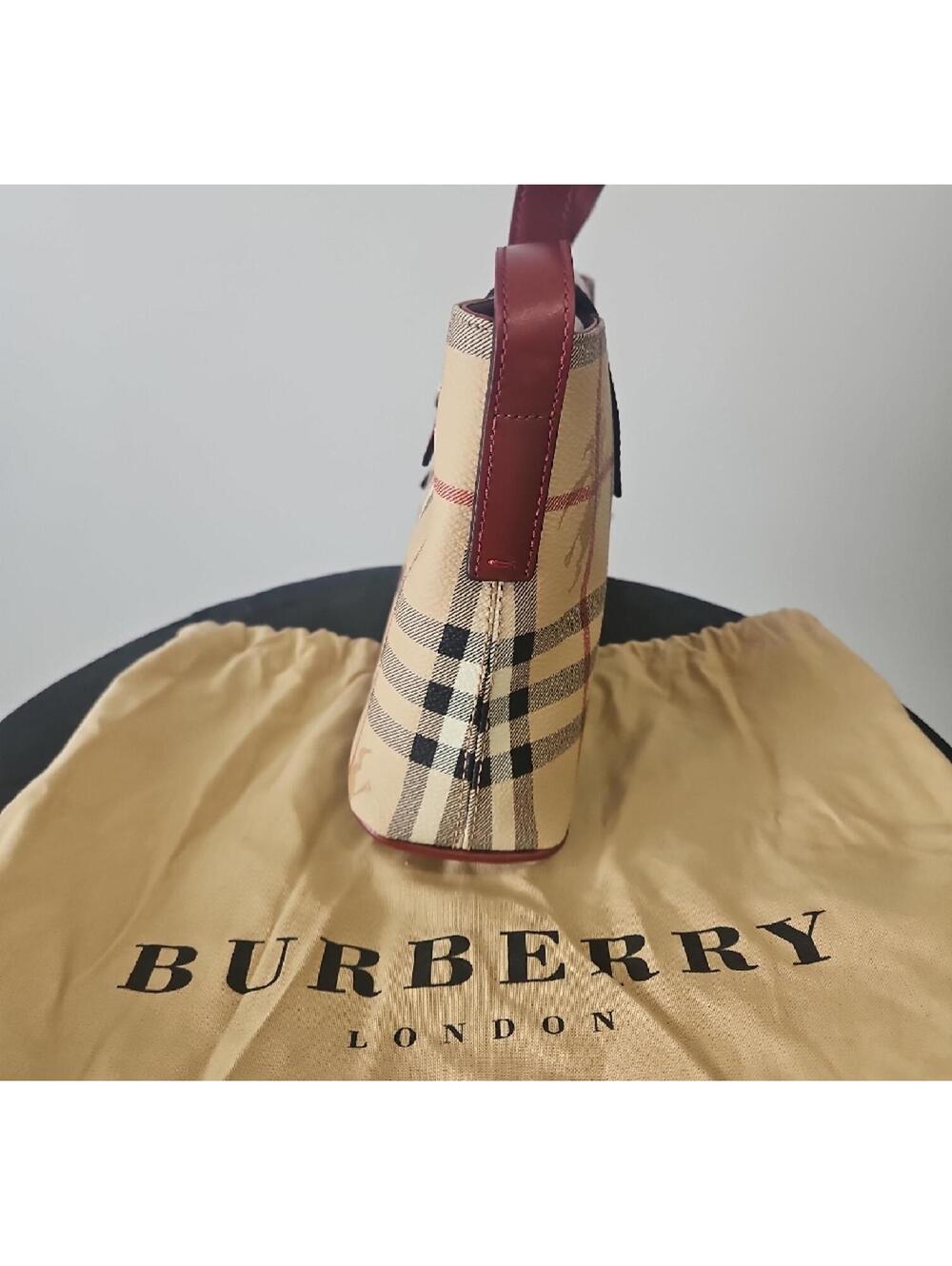 Burberry Beige Check Crossbody with Red Leather Flap - Picture 5 of 9